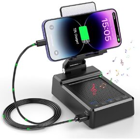 Gifts for Men Women Mom Dad, Ajustable Foldable Cell Phone Holder with Wireless Bluetooth Speaker ＆ Power Bank, Cellphone Stand Unique Birthday Men Gifts Cool Gadget for Husband Him Boyfriend (Black)