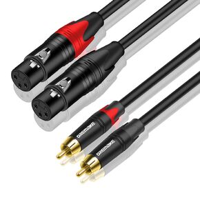 DREMAKE RCA to XLR Audio Cable, Dual RCA Male Plug to Dual XLR 3-Pin Female Microphone Interconnect Cable, 2 XLR Female to 2 RCA Male HiFi Stereo Connection Patch Cord Lead Wire 3 Feet