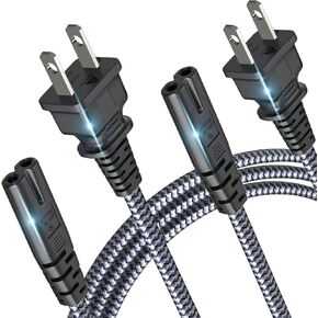 Power Cord, Goalfish 18AWG AC Power Cable [6.6FT, 2-Pack] 7A 125V TV Power Cord 2 Prong Power Cable Replacement for Sony PS4, PS5, PS3, Game Console, Speaker, Monitor, HDTV, 4K TV, Printer