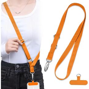 ZXZone Phone Lanyard 1× Phone Tether Tab, 1× Adjustable Neck Strap Nylon Lanyard Compatible (Black)