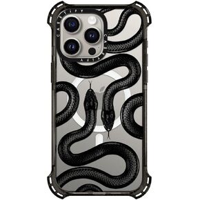 CASETiFY Ultra Bounce Case for iPhone 15 Pro Max [10x Military Grade Drop Tested / 32.8ft Drop Protection/Compatible with Magsafe] - My Succulent Garden - Clear Black