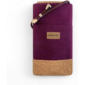 NELA Canvas & Cork Phone Sleeve with Strap - Handmade Phone Case for iPhone 13/14/15 Pro, iPhone 13/14/15, Galaxy S22, and Other (up to 6.1 inches) (Berry)