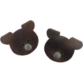 Hide & Drink Bear Shaped Cord Keeper (Cord Clam) 2-Pack Handmade (Bourbon Brown)