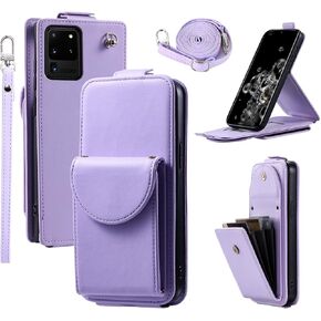 Wallet Case for Samsung Galaxy S20 Ultra 5G with Multiple Card Slots Organ Purse, Ring Buckle Wrist Strap Shoulder Strap, Phone Cover for S20ultra 20S S 20 A20 S2O 20ultra G5 Black
