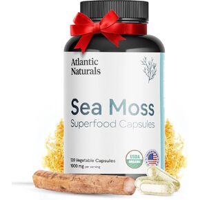 Atlantic Naturals Organic Sea Moss Capsules | Immune System, Thyroid Health, Beautiful Skin and Digestion Supplement | 120 Irish Sea Moss Capsules | Better Than Sea Moss Gel and Sea Moss Powder