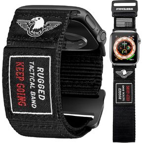 Rugged Nylon Band for Apple Watch Ultra 2/ Ultra 49mm 45mm 44mm 42mm men,Soft Sport Adjustable Wristbands Replacement Strap for Apple Watch Band iWatch 9 8 7 6 5 4 3 2 1 SE