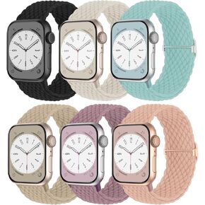 Braided Stretchy Bands Compatible with Apple Watch Band 38mm 40mm 41mm 42mm 44mm 45mm 49mm Women Men, Adjustable Soft Nylon Solo Loop Elastic Straps for iWatch Series 9 8 7 6 5 4 3 2 1 SE Ultra