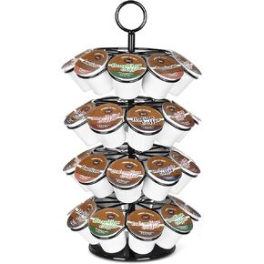 K-Cup Pod Carousel Holder and Organizer for 36 Pods - Spins 360 Degrees, Detachable, Modern Metal Design in Black for Home and Office Counters