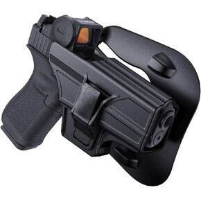 TEGE Polymer OWB Holster Compatible with Glock 43 43X 48, Tactical Index Finger Release Paddle Belt Holster Custom-Molded Fit G43 G43X 48, 60° Adjustable Cant Open Carry, Right-Handed, Black