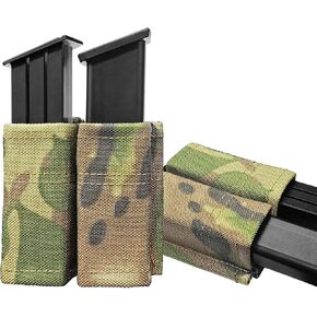 2 Pack Double Pistol Magazine Pouch, MOLLE 9MM Mag Holder with Quick Release Kydex Insert, Universal Mag Holster Fit for Glock 9mm/.40 Cal/ 45Acp S&W/Sig