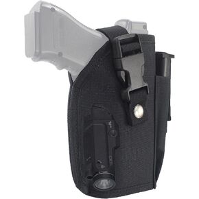 Depring Tactical Belt Holster with Mag Pouch for Handguns with Light or Laser Attachment Universal Outside The Waistband Holster Black