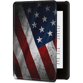 Case for Kindle Paperwhite 11th Generation 6.8", Durable PU Leather Cover with Auto Wake/Sleep Cover for Kindle Paperwhite 11th Generation and Signature Edition 2021 Released, Vintage American Flag