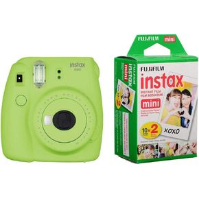 Fujifilm Instax Mini 9 Camera, Lime Green - With Fujifilm instax mini Instant Daylight Film Twin Pack, 20 Exposures