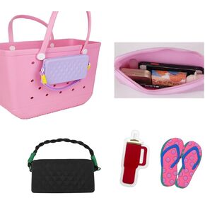 Silicone Phone Holder for Bogg Bag, Phone Case Holder Charms Insert Accessories for All Bogg Bags, Bag Charms for Bogg Bag Accessories Decorative Bogg Bag (Black)