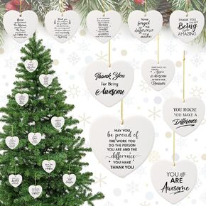 10 Pcs Christian Christmas Ornaments Bulk Bible Verse Ceramic Ornament Inspirational Quotes Religious Ornaments Xmas Church Home Decor Christian Ornaments for Christmas Tree Women Men