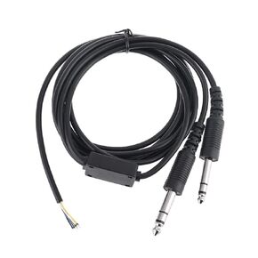 200cm DIY Aviation Headset Dual-Plug Aircraft Headphones Replacement Cable Good Mono Cable Line Cord Repairing, Black