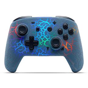 Switch Controller with Hall Joystick, Wireless Switch Pro Controller for Switch/Switch Lite/Switch OLED, 8 Colors Adjustable LED Wireless Remote Gamepad with Unique Crack/Turbo/Motion Control(Grey)