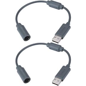 2pcs Wired Controller USB Breakaway Cable for Microsoft Xbox 360, Dongle Adapter Extension Cord for Xbox 360