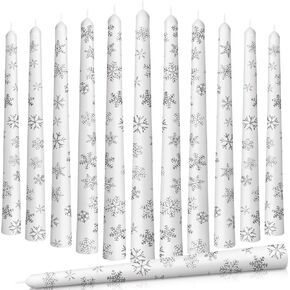 12 Pcs Christmas Taper Candles 10 Inch Tall Red and White Stripes Candles Long Burning Candles Christmas Decoration Christmas Candle for Christmas Dinner Xmas Party Table Decoration