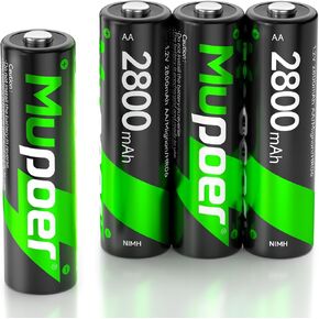 12-Count AA Rechargeable Batteries, 2800mAh Double A Ni-MH Battery, Long-Lasting and Low Self Discharge Batteries