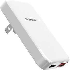 USB Wall Charger, USB C Fast Charger, Elexlinco Dual USB Wall Charger with Apple 20W Charge and QC 3.0 18W USB-A,USB C Wall Adapter for Apple 14 13 12 11, Samsung, Foldable Plug Charger
