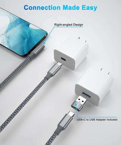 Elebase USB C to C 100W Charging Cable 10FT with USB-A Adapter,Type-C PD Fast Charger Cord for Car iPhone 16 15 Pro Max Plus,Airpods 4th,MacBook Mac,iPad 10 10th Air 4 5 6,Galaxy S24 S23,Right-Angled in Saudi Arabia