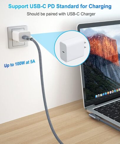 Elebase USB C to C 100W Charging Cable 10FT with USB-A Adapter,Type-C PD Fast Charger Cord for Car iPhone 16 15 Pro Max Plus,Airpods 4th,MacBook Mac,iPad 10 10th Air 4 5 6,Galaxy S24 S23,Right-Angled in Saudi Arabia