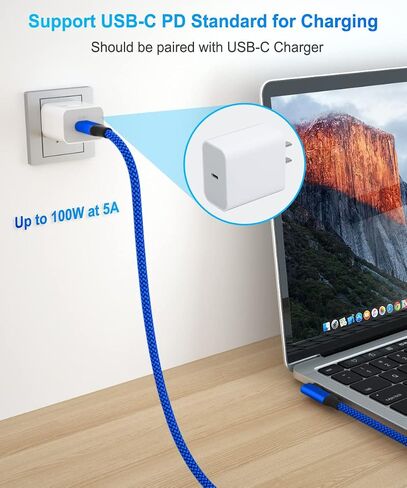 Elebase USB C to C 100W Charging Cable 10FT with USB-A Adapter,Type-C PD Fast Charger Cord for Car iPhone 16 15 Pro Max Plus,Airpods 4th,MacBook Mac,iPad 10 10th Air 4 5 6,Galaxy S24 S23,Right-Angled in Saudi Arabia
