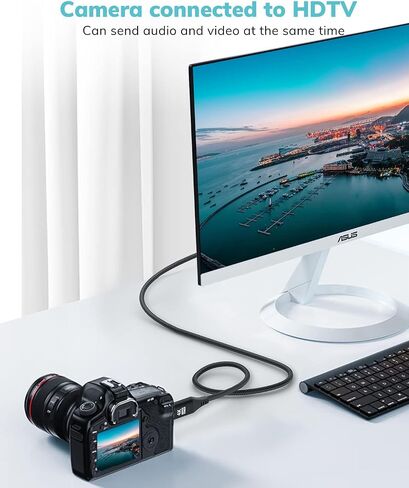 كابل HDMI صغير إلى HDMI بطول 3.3 قدم، [غلاف من الألومنيوم، مجدول] سلك HDMI 2.0 عالي السرعة 4K 60 هرتز، متوافق مع الكاميرا وكاميرا الفيديو والكمبيوتر اللوحي وبطاقة الرسومات/الفيديو والكمبيوتر المحمول وRaspberry Pi Zero W in Kuwait