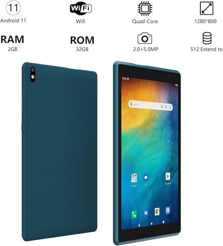 تابلت ATOZEE مقاس 8 بوصات، نظام تشغيل Android 11.0، مساحة تخزين 32 جيجا بايت، 512 جيجا بايت أقراص توسيع SD، معالج رباعي النواة 1280 × 800 IPS HD شاشة تعمل باللمس، أقراص كاميرا مزدوجة، تدعم WiFi، بلوتوث، بطارية 4300 مللي أمبير في الساعة. in Kuwait