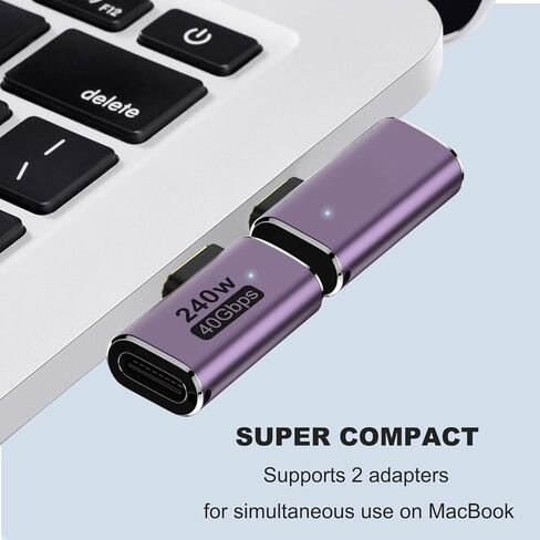 محول AreMe 240 واط USB C 90 درجة (2 حزمة)، زاوية يسار ويمين من النوع C ذكر إلى أنثى موصل 40 جيجابت في الثانية لأجهزة Thunderbolt، Switch، MacBook، الكمبيوتر المحمول، الكمبيوتر اللوحي، الهاتف in Kuwait