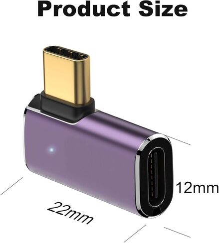 محول AreMe 240 واط USB C 90 درجة (2 حزمة)، زاوية يسار ويمين من النوع C ذكر إلى أنثى موصل 40 جيجابت في الثانية لأجهزة Thunderbolt، Switch، MacBook، الكمبيوتر المحمول، الكمبيوتر اللوحي، الهاتف in Kuwait