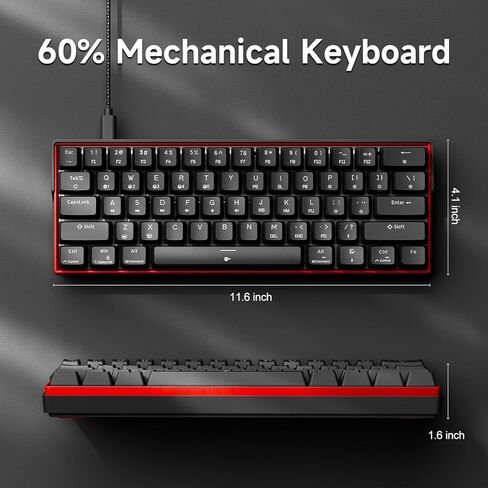 لوحة مفاتيح الألعاب KEMOVE K61SE، لوحة مفاتيح ميكانيكية بنسبة 60 بالمائة، لوحة مفاتيح سلكية بإضاءة خلفية RGB N-Key Rollover صغيرة الحجم 61 مفتاحًا للكمبيوتر المحمول، مفتاح أزرق in Kuwait