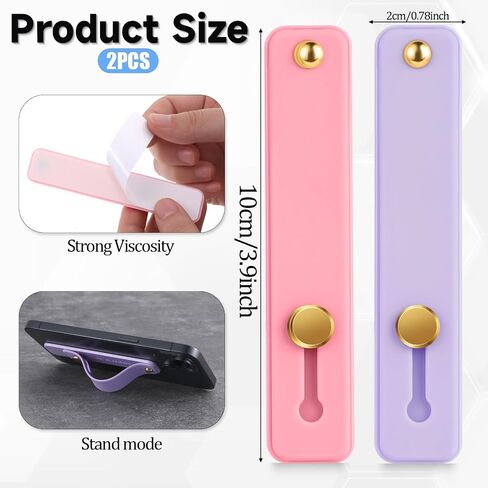 2 Pcs Phone Loop Finger Holder Universal Phone Strap Portable Phone Grip Phone Finger Strap Loop for Phone Case Phone Holder for Hand Phone Grips for Back of Phone(Purple Pink) in Saudi Arabia