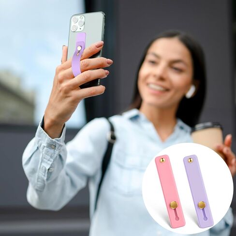 2 Pcs Phone Loop Finger Holder Universal Phone Strap Portable Phone Grip Phone Finger Strap Loop for Phone Case Phone Holder for Hand Phone Grips for Back of Phone(Purple Pink) in Saudi Arabia