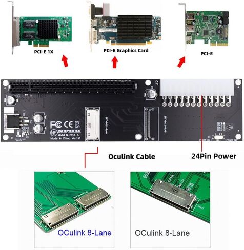 Xiwai SFF-8612 SFF-8611 محول Oculink إلى PCIE PCI-Express 16x 4X مع منفذ طاقة SATA لبطاقة رسومات اللوحة الرئيسية in Kuwait