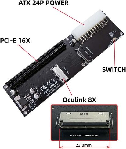 Xiwai SFF-8612 SFF-8611 محول Oculink إلى PCIE PCI-Express 16x 4X مع منفذ طاقة SATA لبطاقة رسومات اللوحة الرئيسية in Kuwait