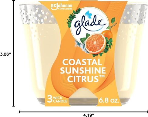 Glade Candle Strawberry Cake Shake, Fragrance Candle Infused with Essential Oils, Air Freshener Candle, 3-Wick Candle, 6.8 Oz in Kuwait