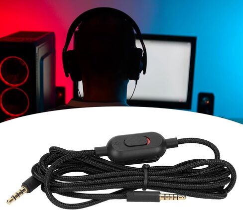 سلك صوت بديل لسماعات الألعاب Logitech G Pro G Pro X G433 G233، كابل سماعة الألعاب المنسوج مع التحكم في مستوى الصوت وكابل تبديل كتم الصوت (أسود) in Saudi Arabia