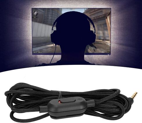 سلك صوت بديل لسماعات الألعاب Logitech G Pro G Pro X G433 G233، كابل سماعة الألعاب المنسوج مع التحكم في مستوى الصوت وكابل تبديل كتم الصوت (أسود) in Saudi Arabia