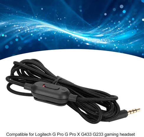 سلك صوت بديل لسماعات الألعاب Logitech G Pro G Pro X G433 G233، كابل سماعة الألعاب المنسوج مع التحكم في مستوى الصوت وكابل تبديل كتم الصوت (أسود) in Saudi Arabia