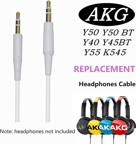 Replacement QC35 Audio Cable Cord 3.5mm to 2.5mm Aux Cable Compatible with AKG K490NC K545 Y45 Y50 Y55 Y45BT Y50BT, Bose 700 Quietcomfort 25 QC35 QC35 II QC45 Headphones 4.6FT(White) in Saudi Arabia