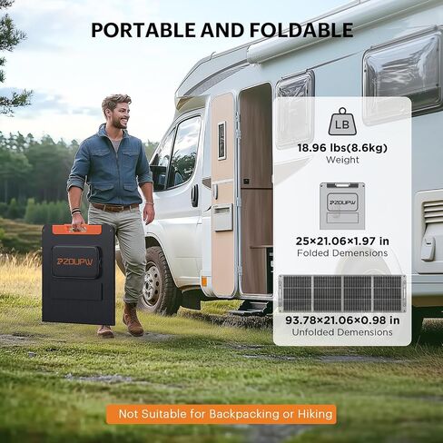 100 Watt Portable Solar Panel for Power Station,100W 20V Foldable Solar Charger with Solar Angle Guide Solar Cable, 23.5% High Efficiency IP67 Waterproof Adjustable Kickstands for Camping RV Blackout in Kuwait