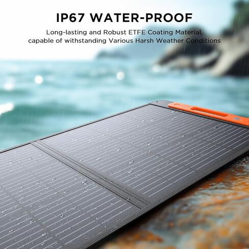 100 Watt Portable Solar Panel for Power Station,100W 20V Foldable Solar Charger with Solar Angle Guide Solar Cable, 23.5% High Efficiency IP67 Waterproof Adjustable Kickstands for Camping RV Blackout in Kuwait