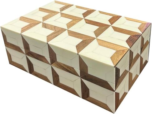 Perilla Home ﻿Home Decor Decorative Storage Wooden Boxes Wooden Box Jestor Gifts For All Blue and off white in Kuwait
