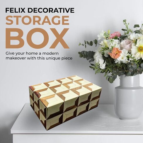 Perilla Home ﻿Home Decor Decorative Storage Wooden Boxes Wooden Box Jestor Gifts For All Blue and off white in Kuwait