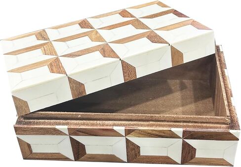 Perilla Home ﻿Home Decor Decorative Storage Wooden Boxes Wooden Box Jestor Gifts For All Blue and off white in Kuwait