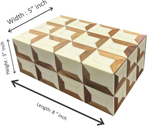 Perilla Home ﻿Home Decor Decorative Storage Wooden Boxes Wooden Box Jestor Gifts For All Blue and off white in Kuwait