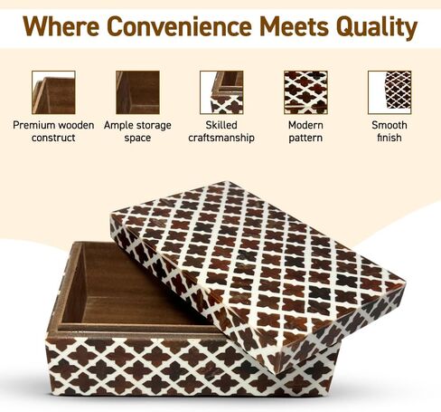 Perilla Home ﻿Home Decor Decorative Storage Wooden Boxes Wooden Box Jestor Gifts For All Blue and off white in Kuwait