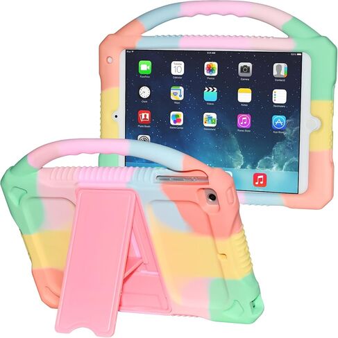Adocham Kids Case for iPad Mini 5 4 3 2 1,Durable Shockproof Protective Silicone Cover for Apple 7.9 inch Kids iPad Mini/Mini 2/Mini 3/Mini 4/Mini 5 Case with Stand Handle (Rainbow) in Saudi Arabia